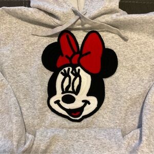 DISNEY Minnie Mouse Hoodie Pull Over Grey Size M